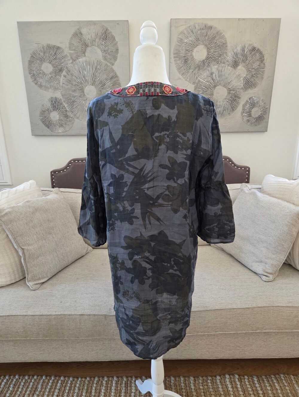 🦋JOHNNY WAS 🦋 Botanical Flare Sleeve Tunic Embroidered Dress - [Small] - Picture 7 of 11